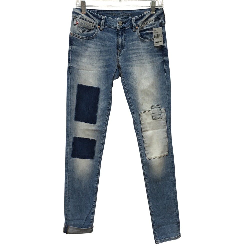 Mavi Patchwork  Serena Low Rise Super Skinny Jeans Women's 27 Blue Punk Grunge